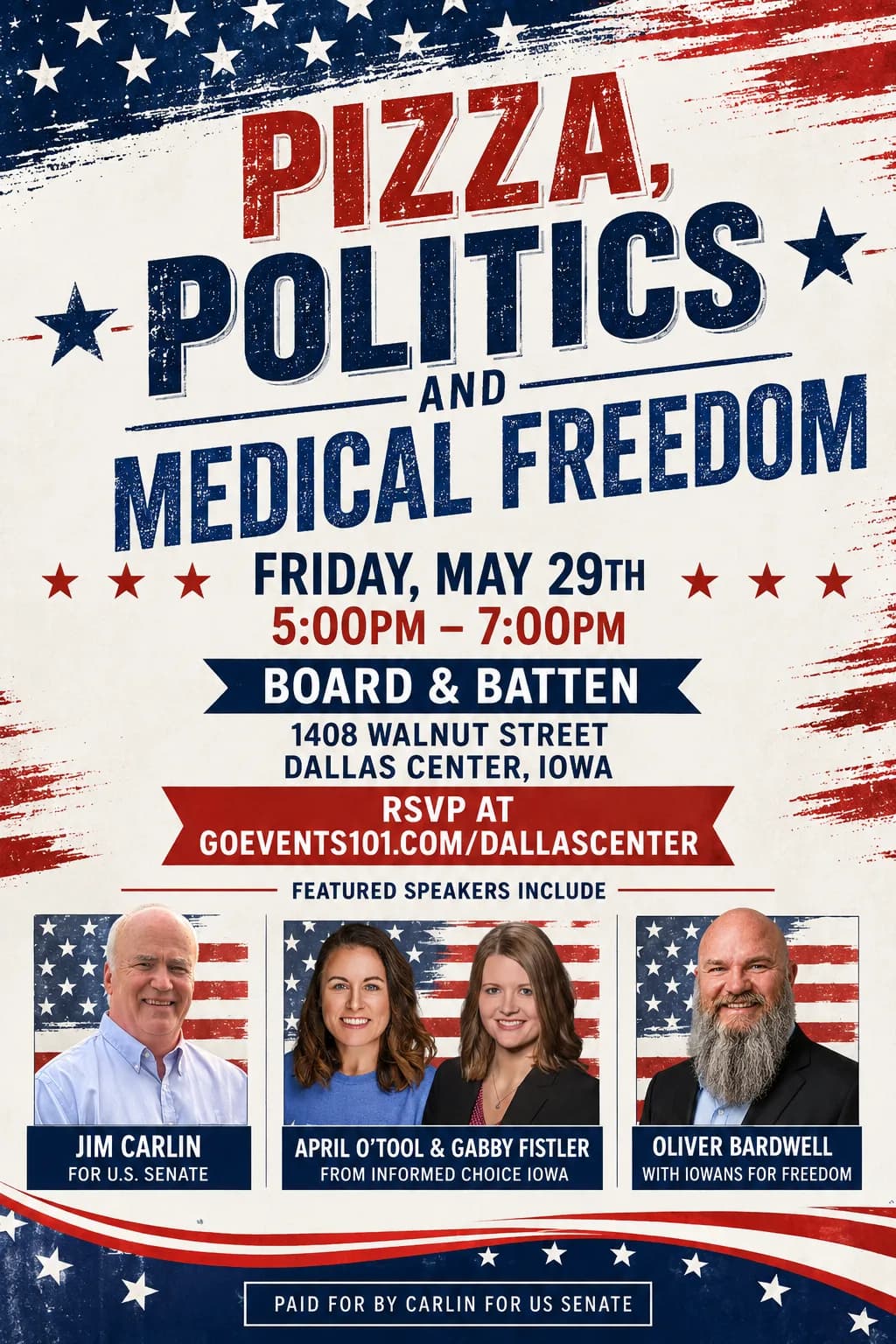 Join Jim and Representatives from Informed Choice Iowa and Oliver Bardwell for a meeting in Dallas Center and Make America Healthy Again