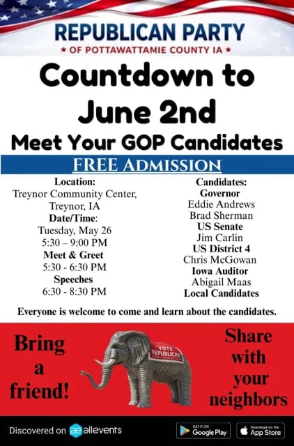 Join Jim & other Candidates for a Meet & Greet in Treynor 