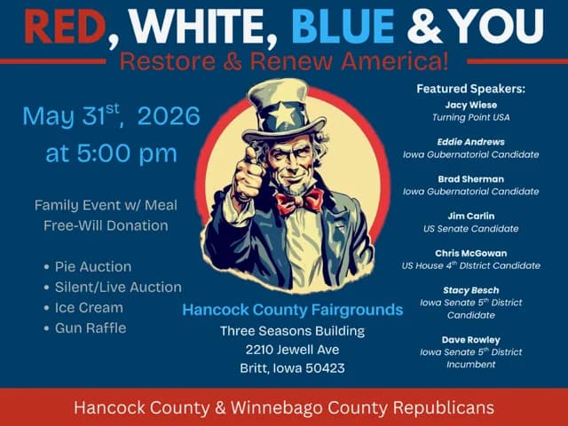 Join Jim and other candidates for a Family Event with Meal on May 31st